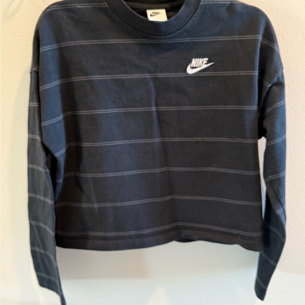 Nike Black and Gray Striped Long Sleeve Crewneck Size XS